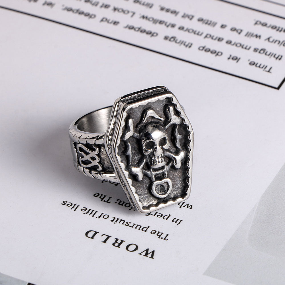 Titanium Steel Pirate Skull Ring for Men - Hipster Hip Hop Halloween Accessory