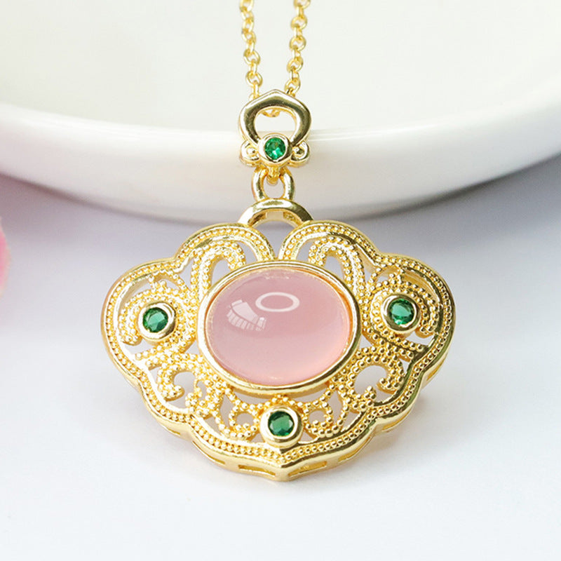 Golden Palace Chalcedony Ruyi Pendant with Oval Design