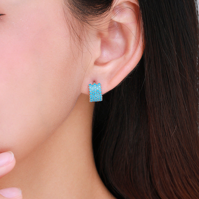 Elegant Turquoise Earrings in S925 Sterling Silver