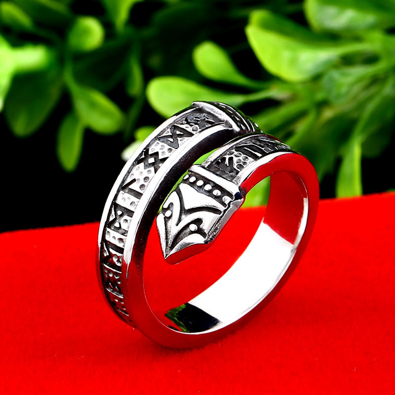 Titanium Steel Viking Letter Ring for Men - Adjustable Minimalist Design