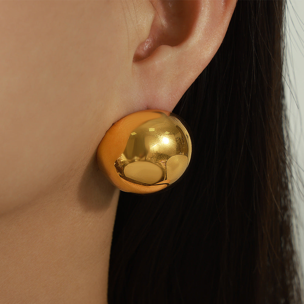 Gold-Plated Titanium Steel Circular Earrings by Planderful - Everyday Genie Collection