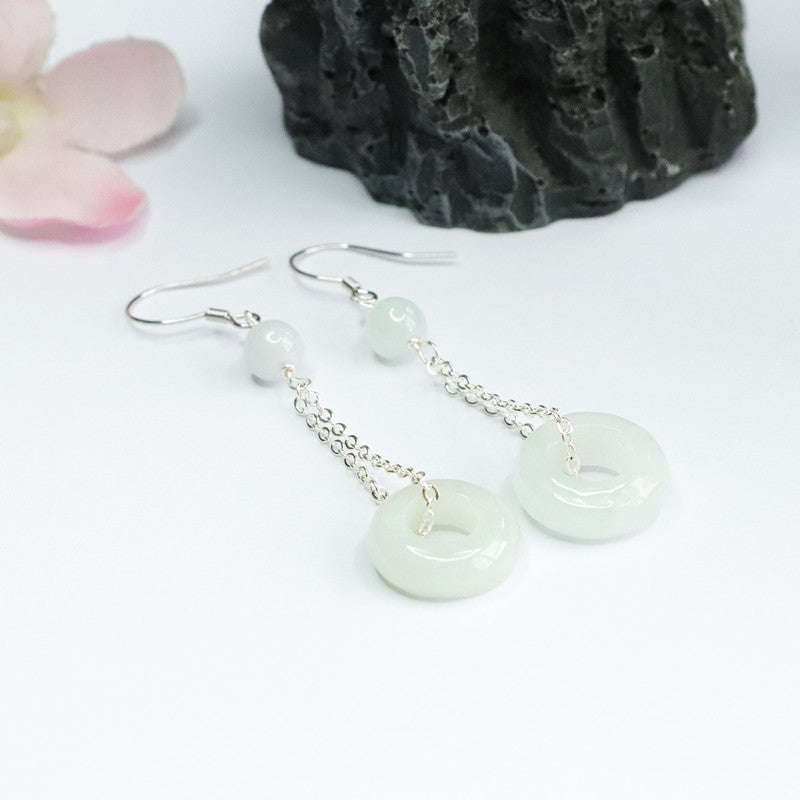 Sterling Silver Fortune's Favor Dangling Jade Earrings