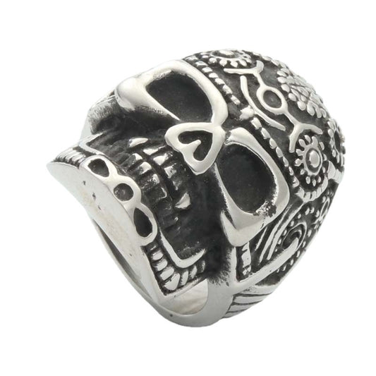 Titanium Steel Roller Skull Ring - Edgy Punk Jewelry for Men, Retro Hipster Style