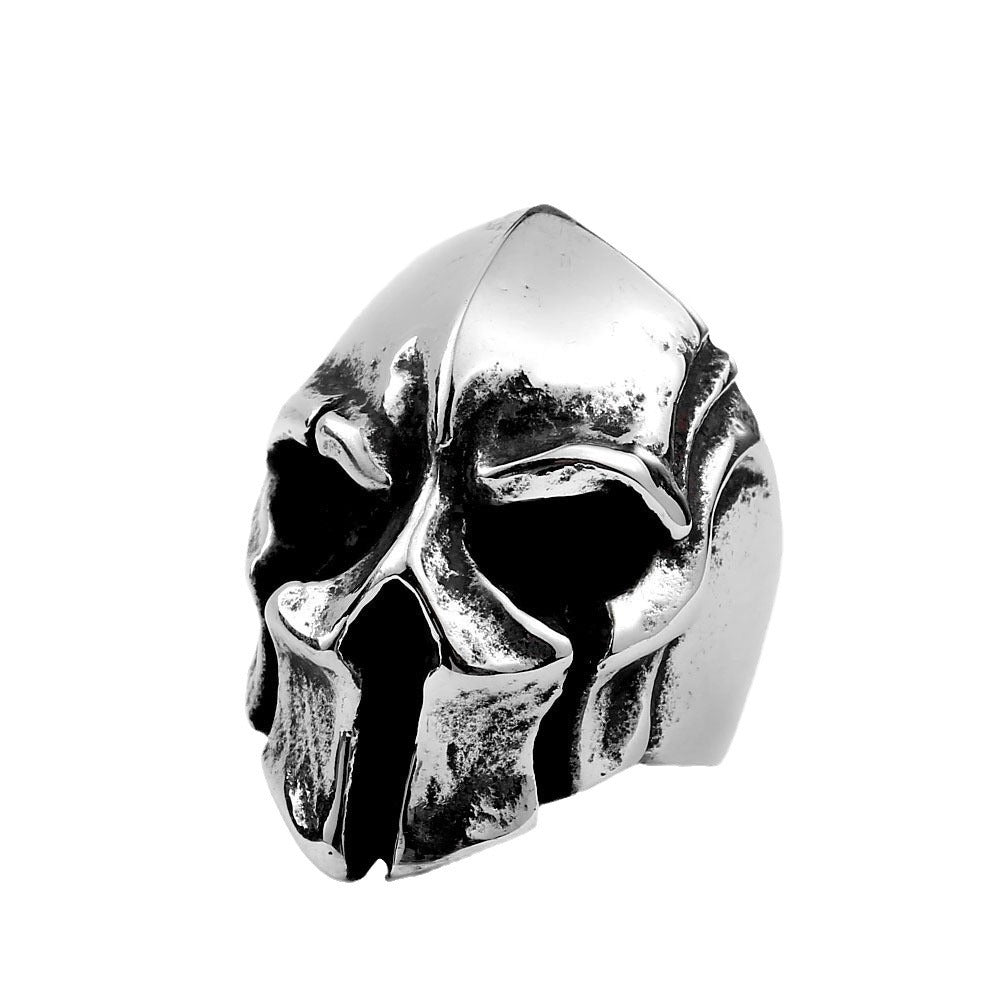 Retro Titanium Steel Spartan Warrior Mask Ring for Men – European and American Foreign Trade Jewelry