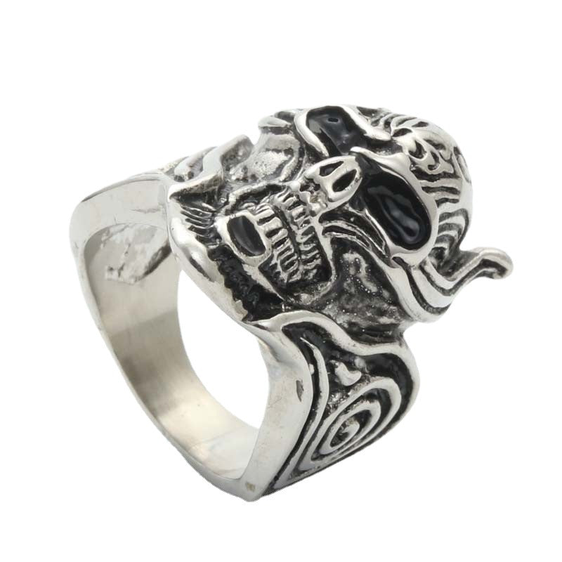 Titanium Steel Punk Skull Throne Ring for Men - Retro Hipster Jewelry Direct from Manufacturer