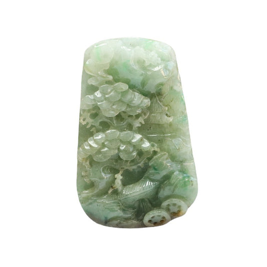 Golden Green Jade Landscape Pendant - Fortune's Favor