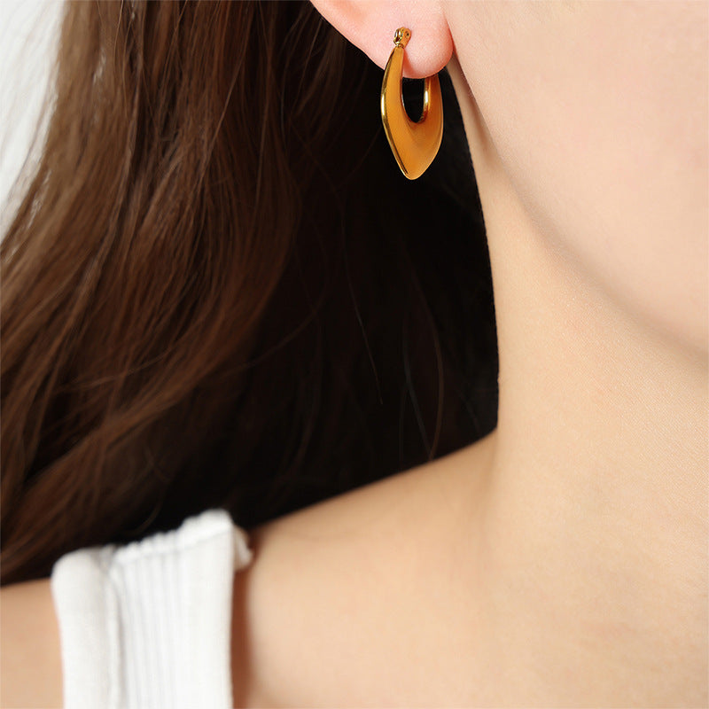 Golden Geometric Earrings - Stylish Titanium Design for Women