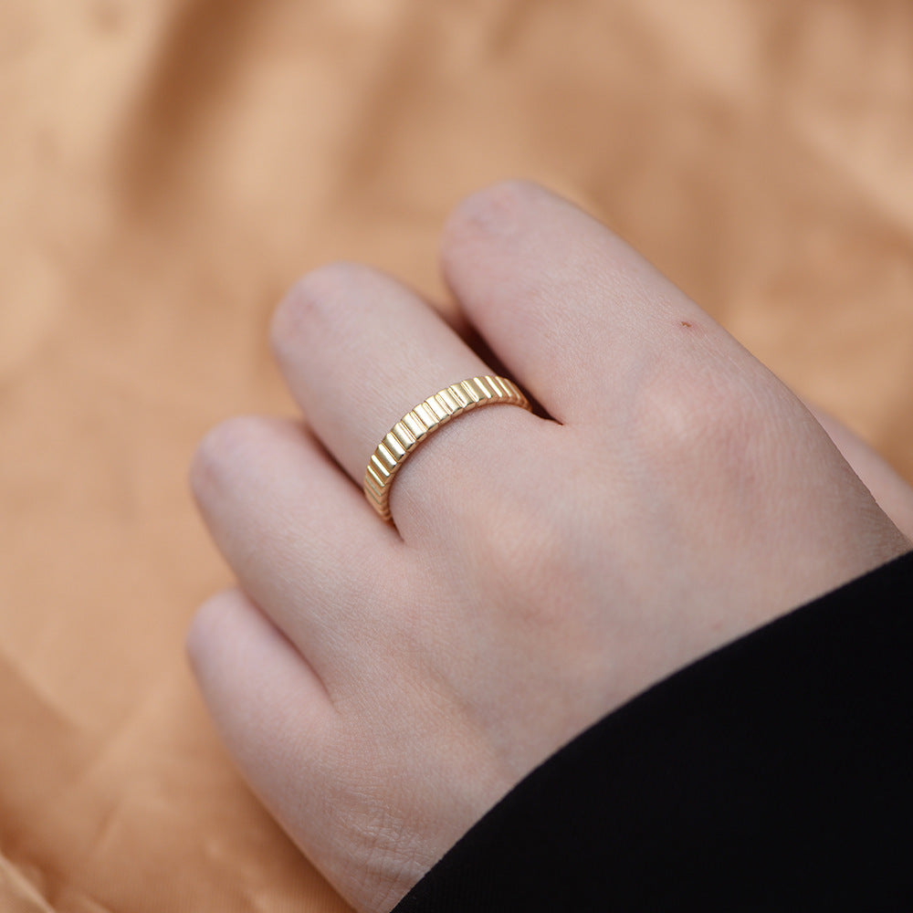 Frosted Striped Sterling Silver Ring