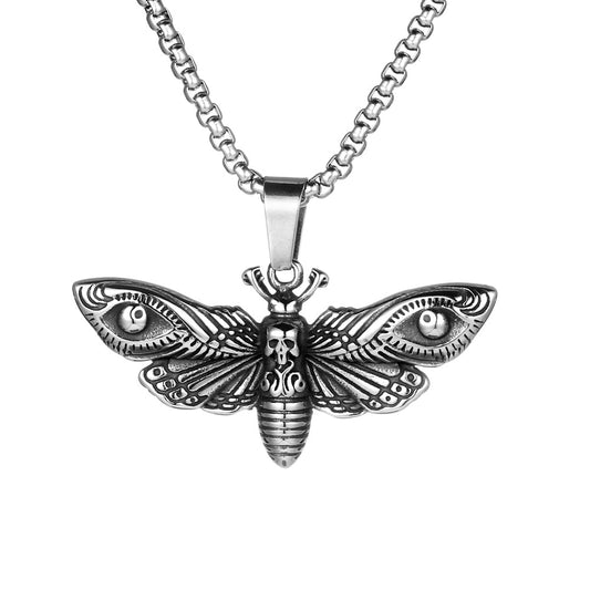 Skull Moth Titanium Steel Hip-Hop Necklace for Men - Trendy European and American Jewelry