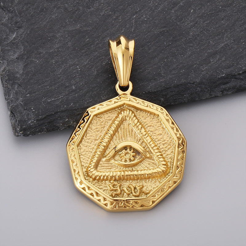 Vintage Pharaoh Eye of Horus Pendant for Men - Titanium Steel Square and Round Design