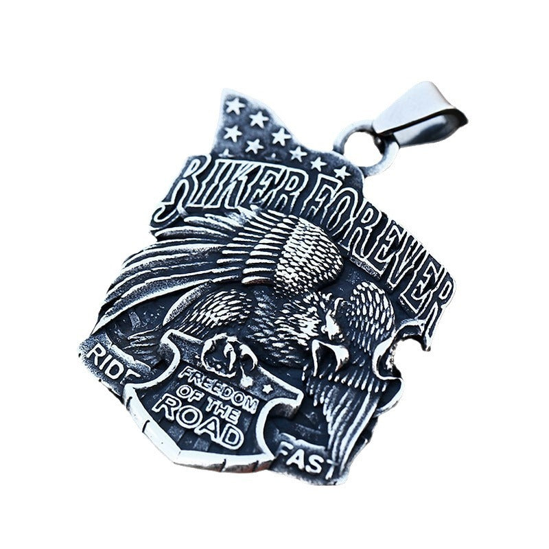 Wholesale Retro Titanium Steel Eagle Shield Pendant for Men – European and American Style