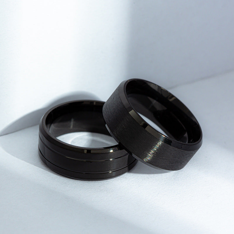 Black Matte Titanium Steel Ring - Men's Wedding Band Europe & America Collection