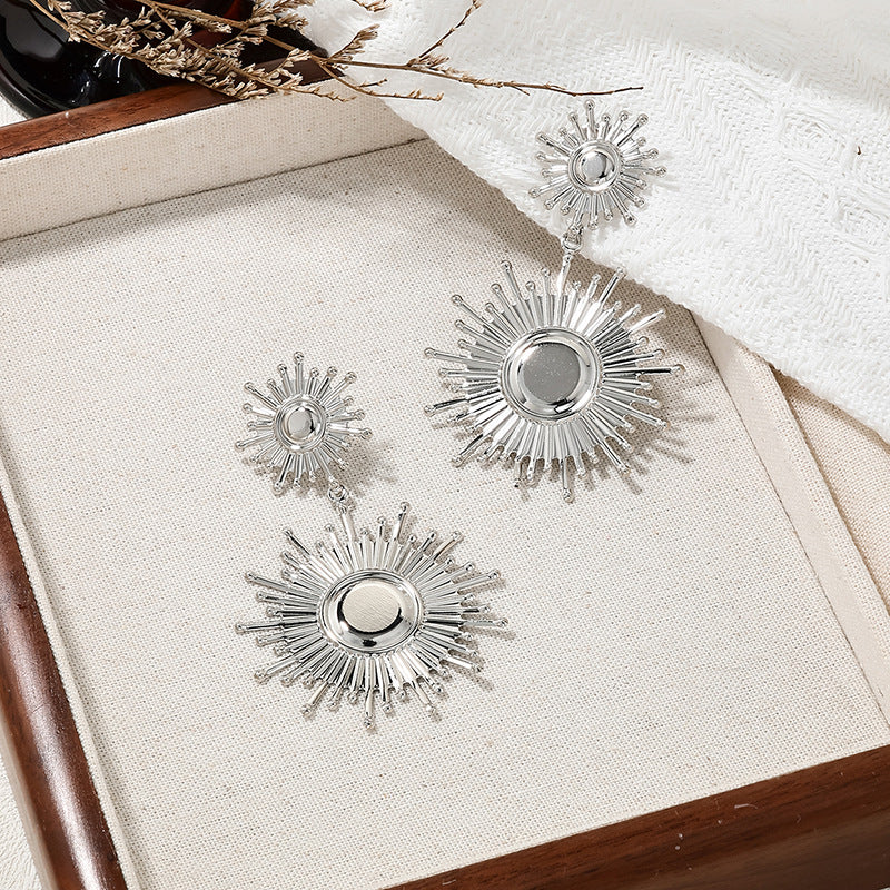 Exaggerated Sunflower Metal Earrings - Vienna Verve Collection