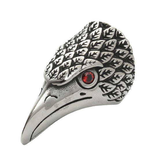 Titanium Steel Eagle Head Ring - Retro Punk Jewelry for Men