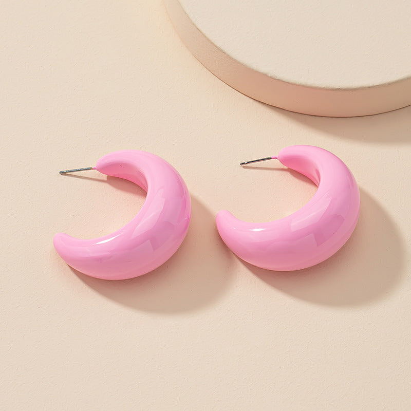 Sweet Texture C-Shaped Earrings with Metal Needles - Vienna Verve Collection