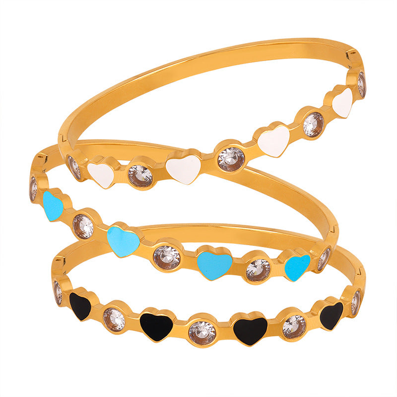 Exquisite French Zircon-Inlaid Retro Bracelet for Stylish Women