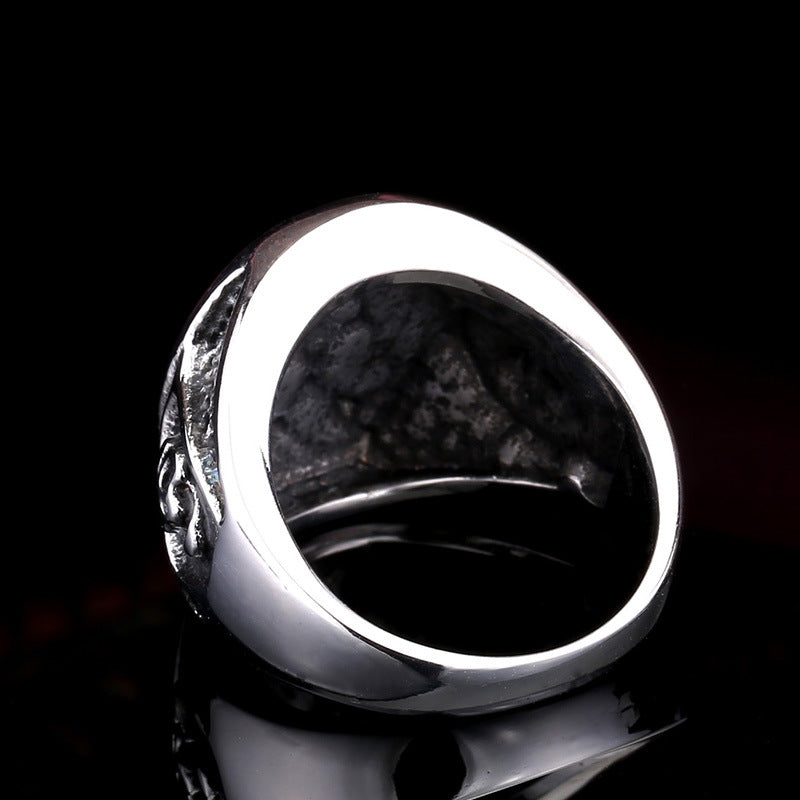 Titanium Steel Reaper Skull Ring for Men - European and American Creative Sickle Design