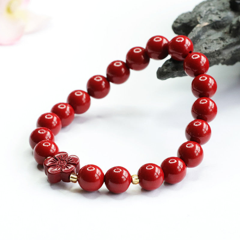 Cinnabar Stone Sterling Silver Bracelet