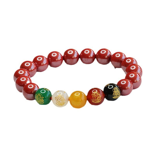 Emperor Sand Fifth Road Fortune's Favor Sterling Silver Bracelet with Cinnabar Stone and Agate