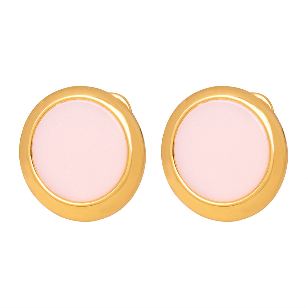 Retro Geometric Shell Earrings with Copper Details - Fashion Jewelry Piece