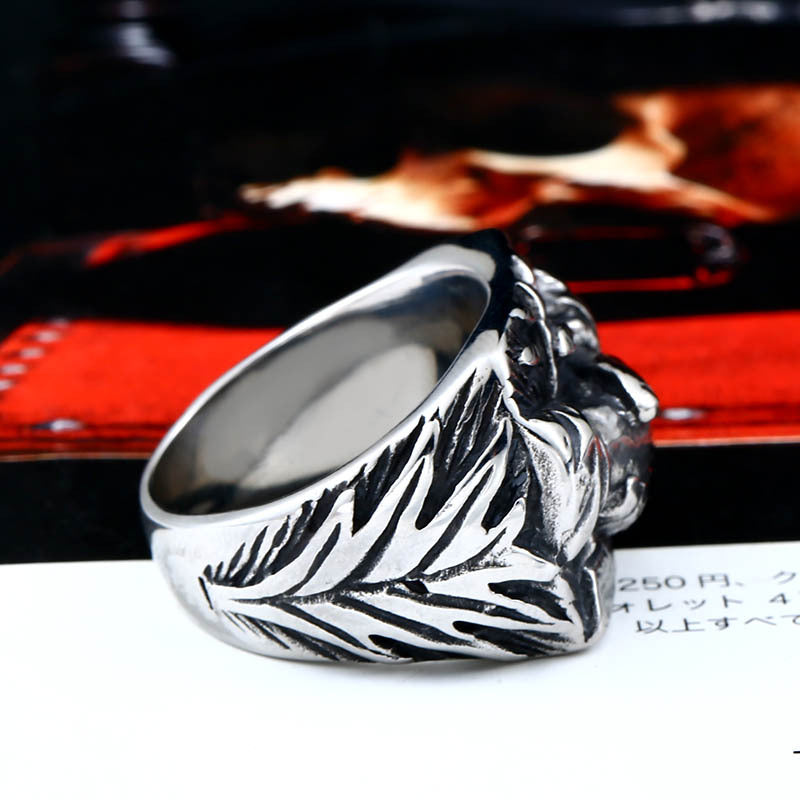 Men's Personalized Titanium Steel Triangle Ring - Retro Handshake Design for Cross-Border Trade