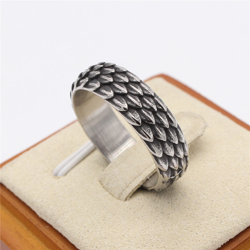 European and American Fashion Simple Dragon Men's Titanium Ring - Wholesale Jewelry