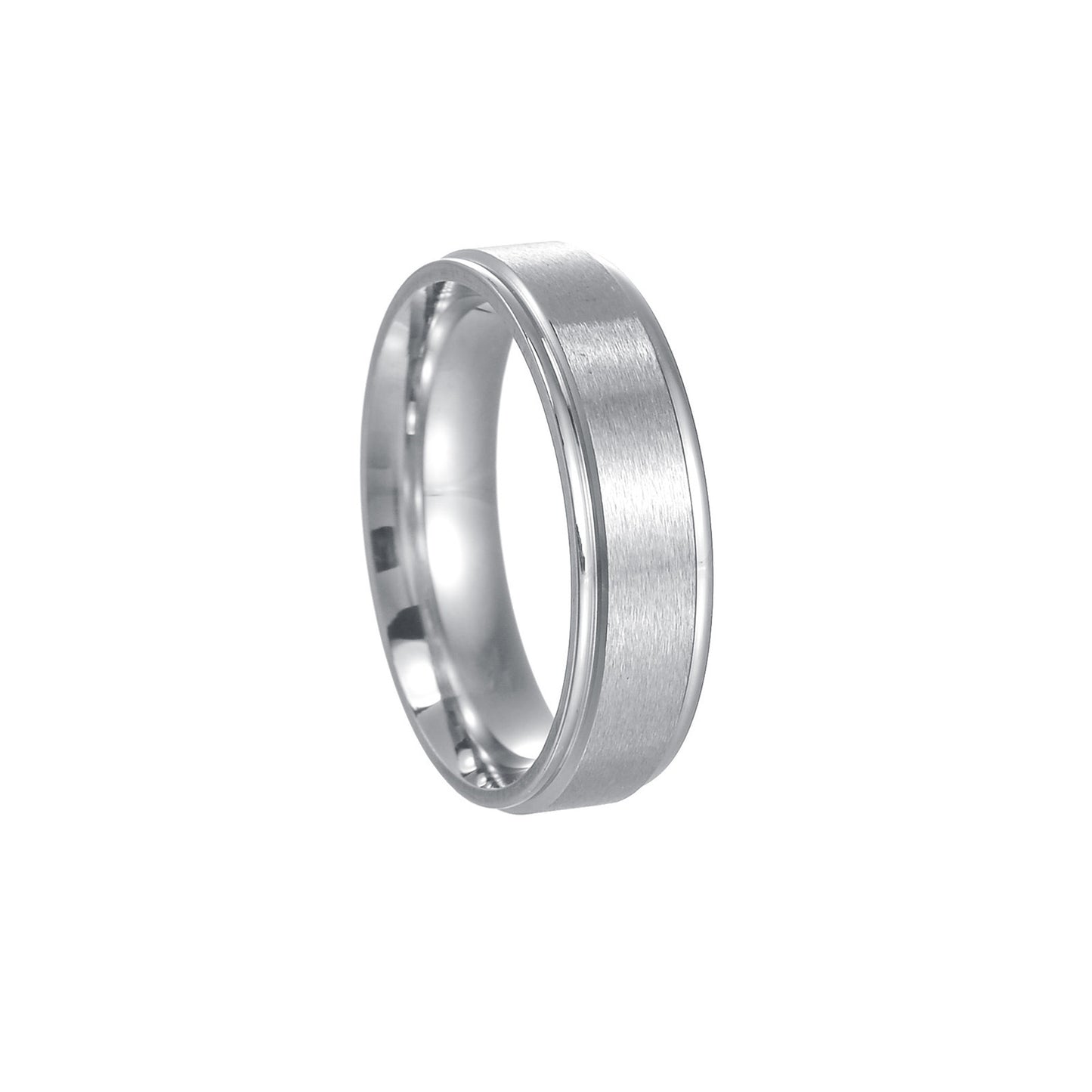 Titanium Steel Matte Ring for Men - 6mm Wide Step Sand Surface Electroplated to Resist Fading