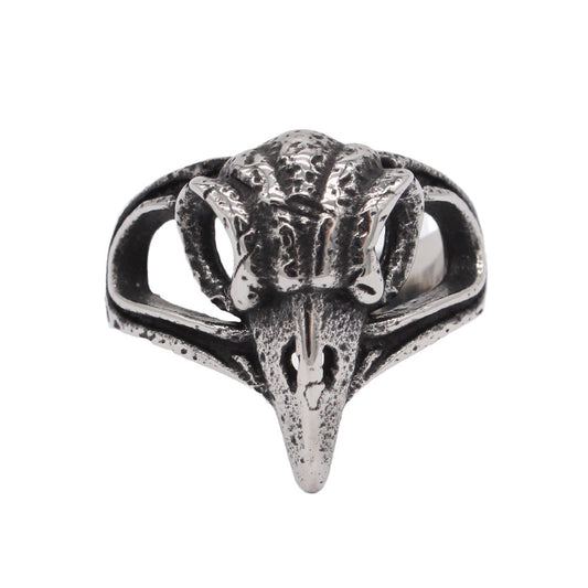 Retro Hollow Bird Head Titanium Steel Ring for Men