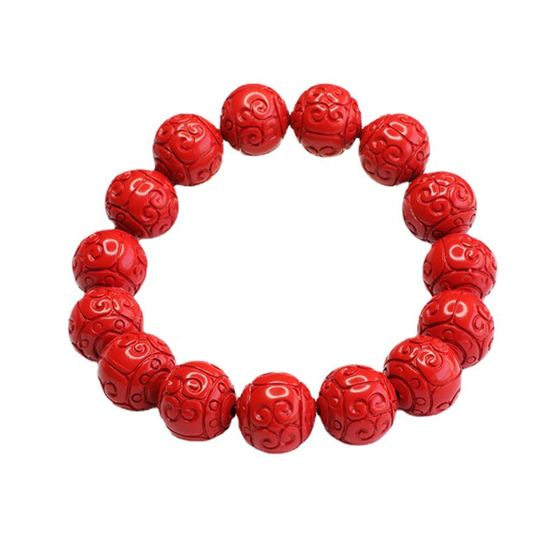 Red Sand Auspicious Cloudscape Cinnabar Bead Bracelet