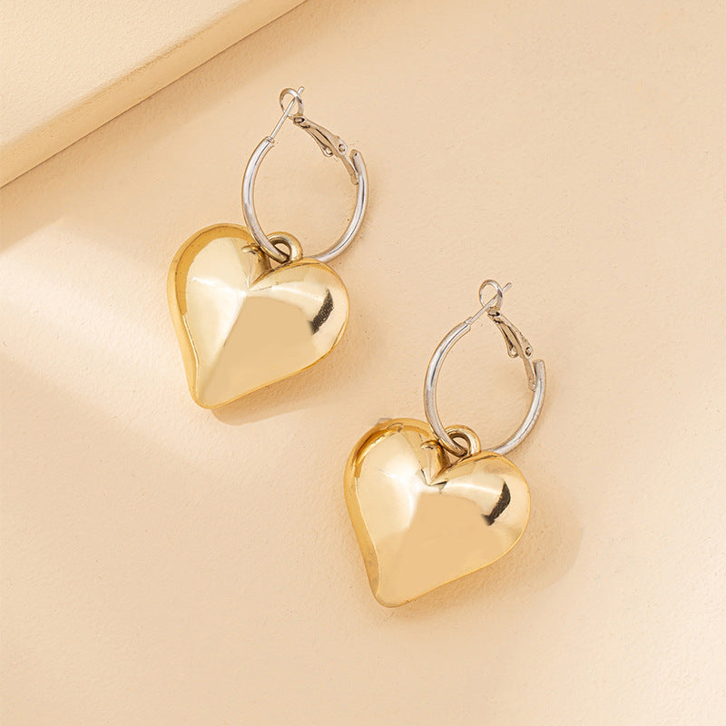 Peach Heart Love Ear Buckles - Elegant Metal Earrings