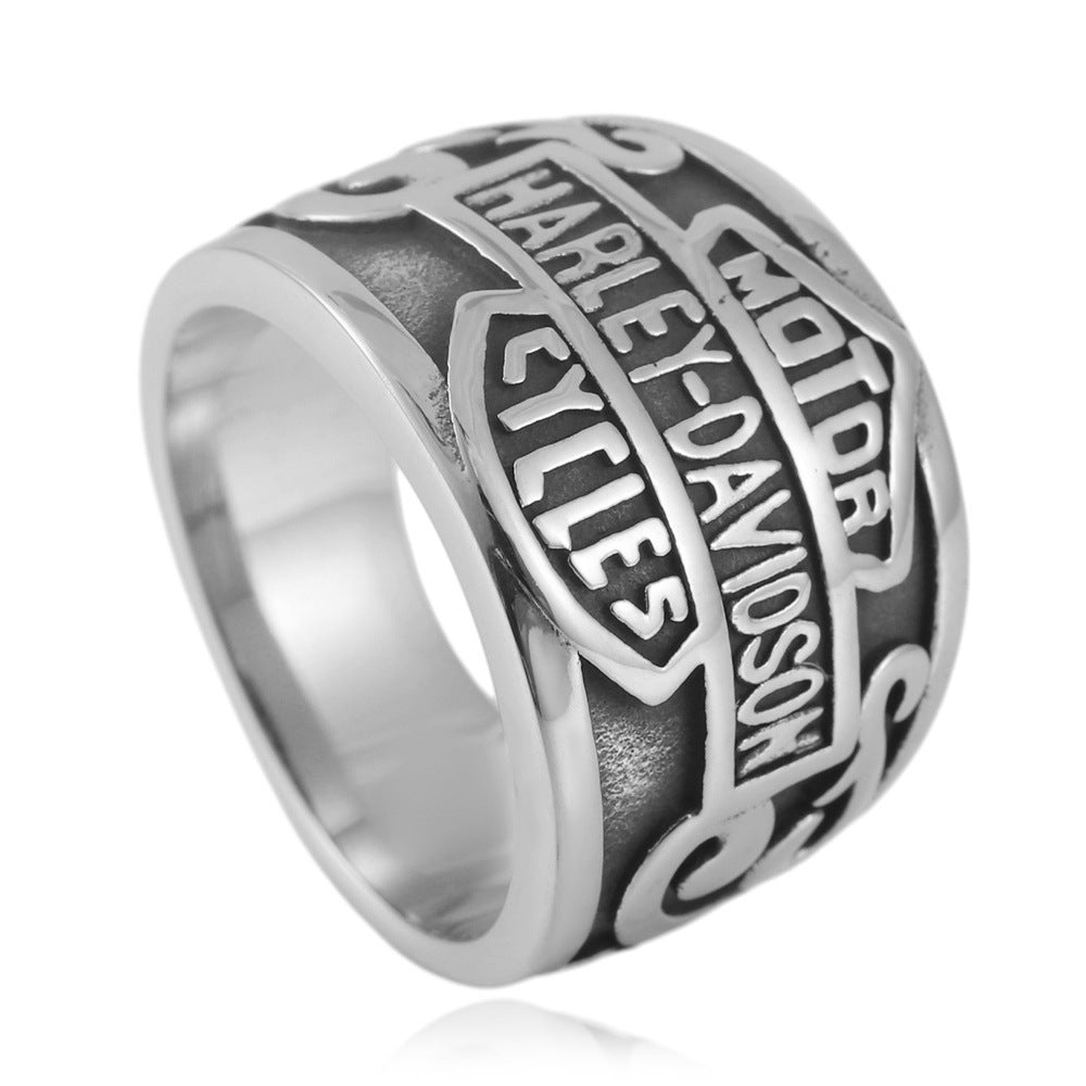 Titanium Steel Eagle Locomotive Ring for Men - Punk Retro Style in European and American Design