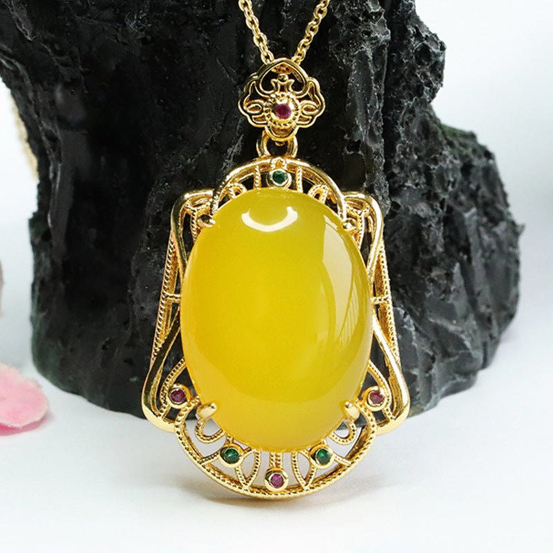 Chalcedony Golden Hollow Pendant - Planderful Fortune's Favor