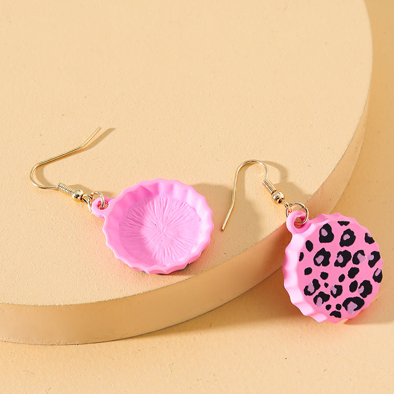 Leopard Print Earrings in Baked Paint Bottle Cap Design