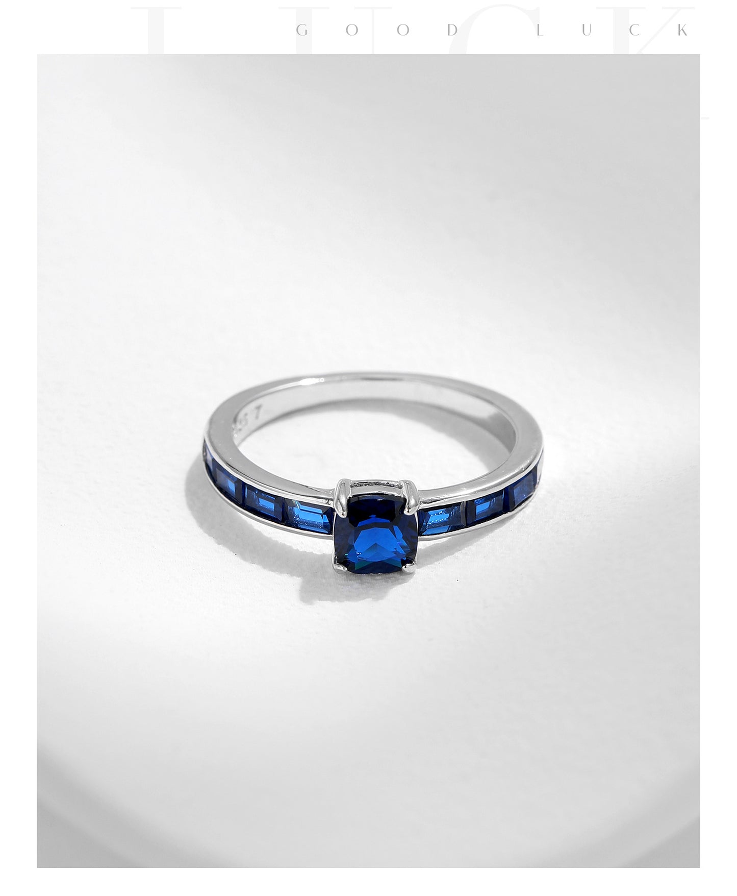 French Vintage Sapphire Zircon Ring in Sterling Silver