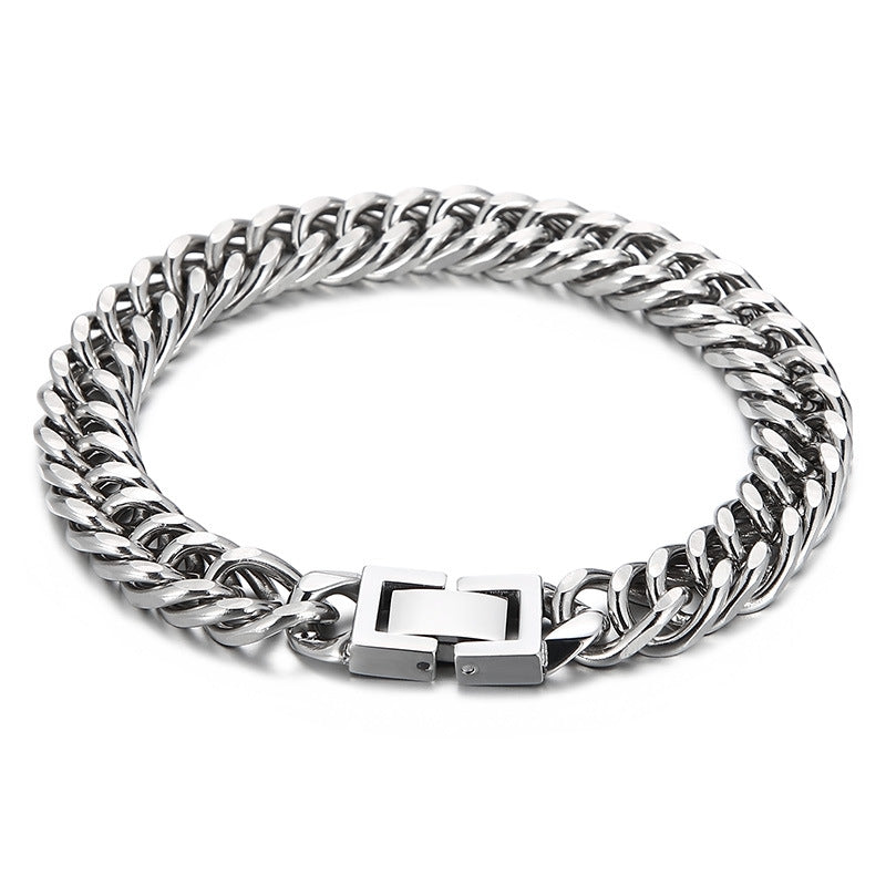 Unisex Retro Stainless Steel Cuban Chain Bracelet for Hip-Hop Style