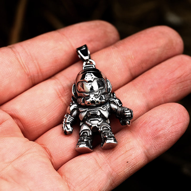 Vintage-Inspired Titanium Steel Astronaut Pendant for Men - Beier Chinese Style Jewelry