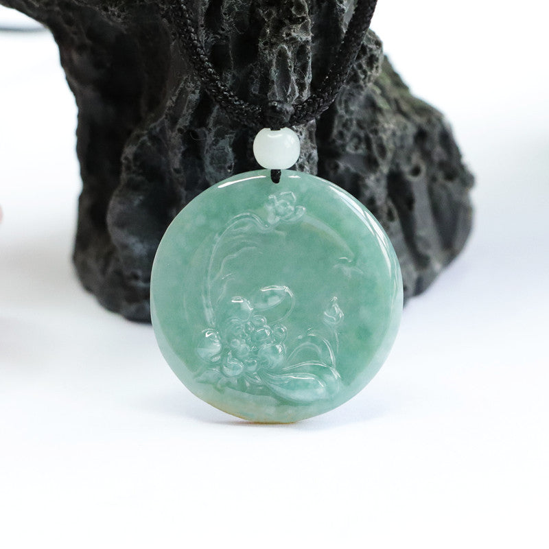 Jade Prosperity Pendant with Sterling Silver Needle