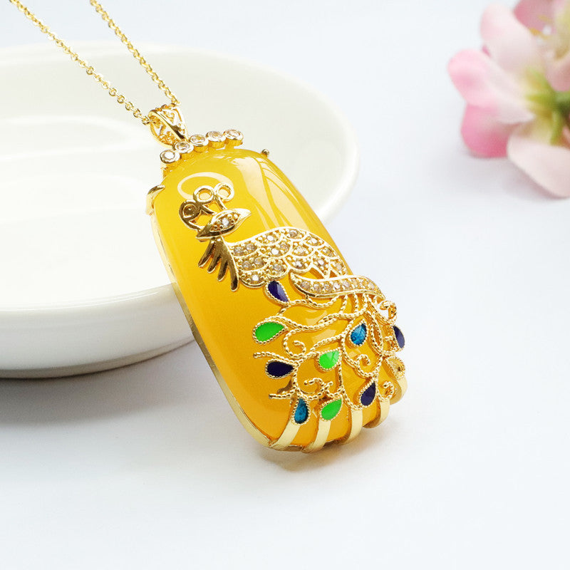 Golden Phoenix Chalcedony Pendant Necklace from Fortune's Favor Collection