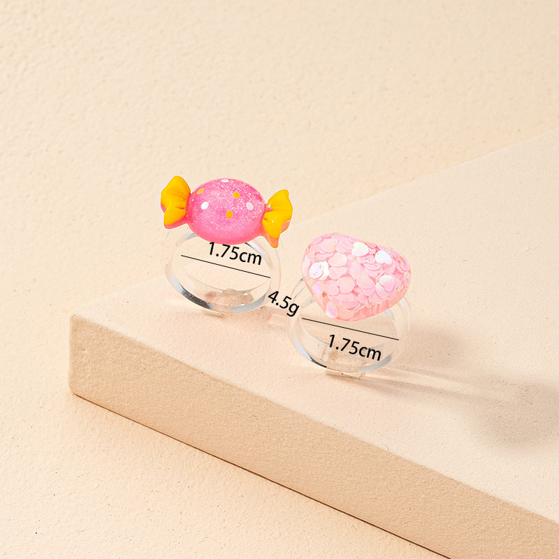 Sweet Mori Heart Candy Ring - Japanese Korean Acrylic Design