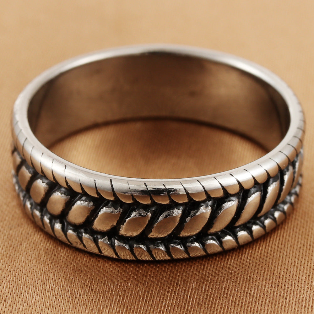 Titanium Steel Twisted Rope Ring for Men - Personalized Retro Trendy Accessory in Stainless Steel