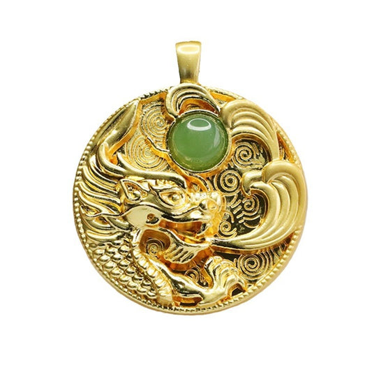 Elegant Sterling Silver Dragon Jade Pendant from Fortune's Favor Collection