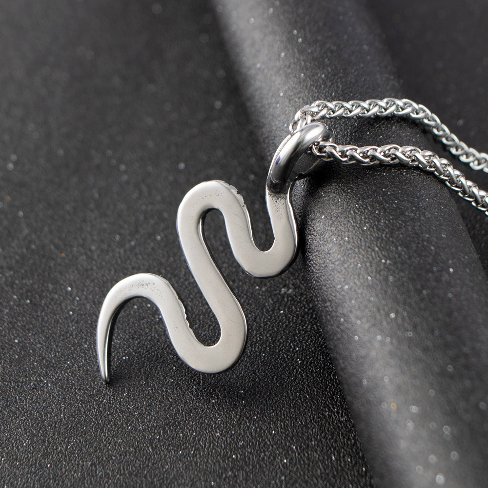 Titanium Steel Snake Pendant Necklace for Men - Unique European and American Design