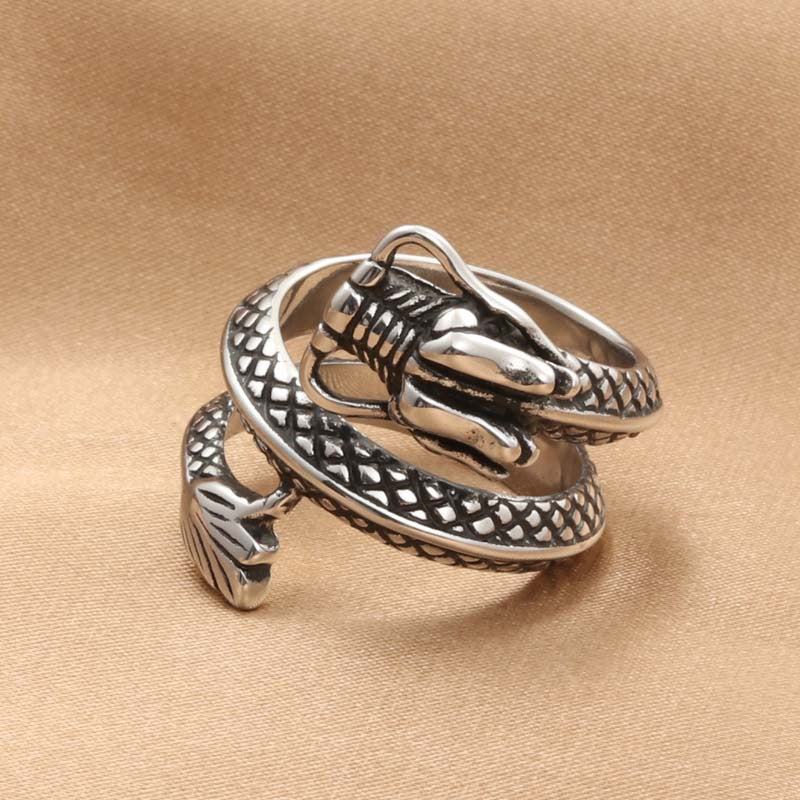 Titanium Steel Dragon Ring for Men - Retro Trendy Animal Accessory Direct from Manufacturer