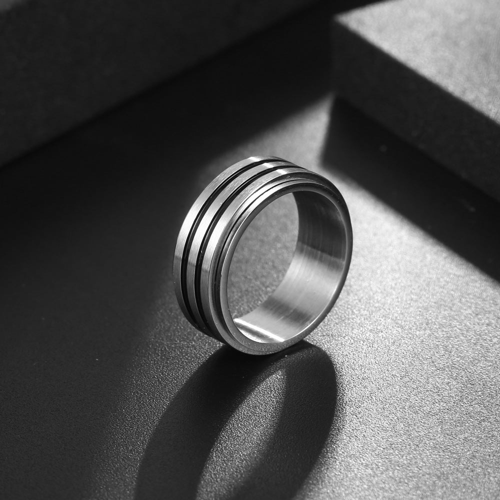 Contemporary Titanium Steel Rotating Ring for Men - Personalized Punk Fashion Jewelry