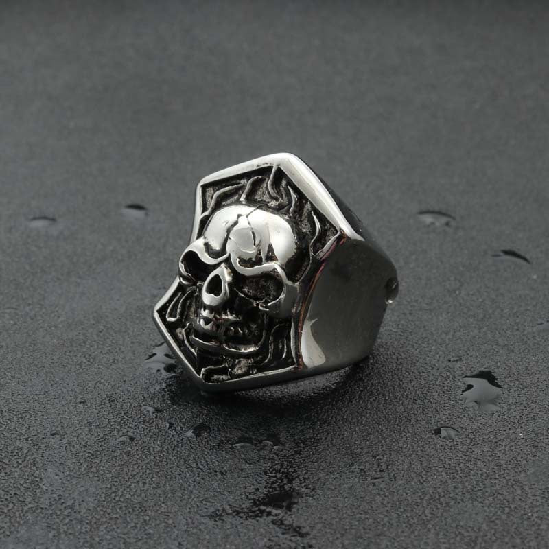 Titanium Steel Skull Ring for Men - Retro Hipster Punk Jewelry, Direct from Manufacturer