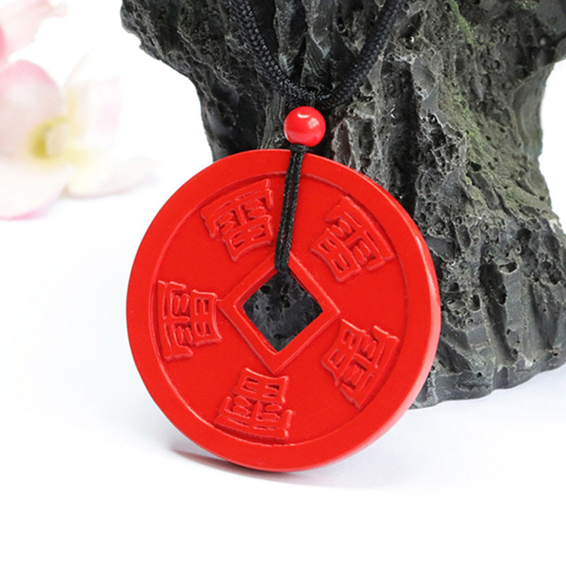 Protective Red Sand Vermilion Pendant with Cinnabar Stone