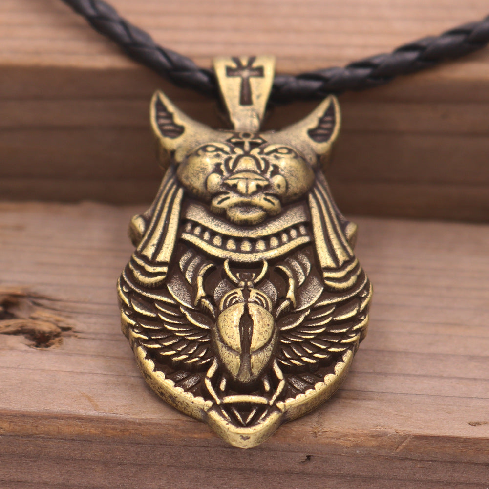 Egyptian Anubis Gold Pendant Necklace - Norse Legacy Collection