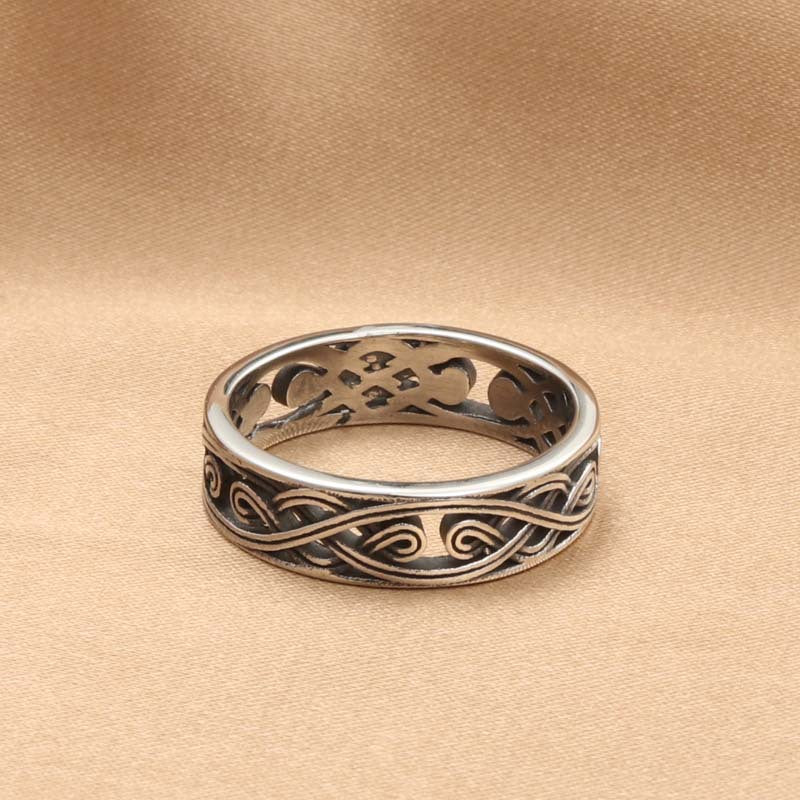 Retro-Inspired Titanium Steel Pattern Ring for Men - Stylish Hollow Design Accessory