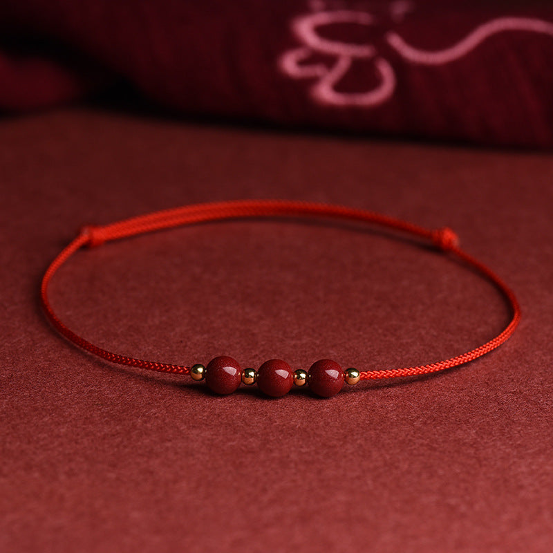 Cinnabar Transfer Beads Sterling Silver Bracelet