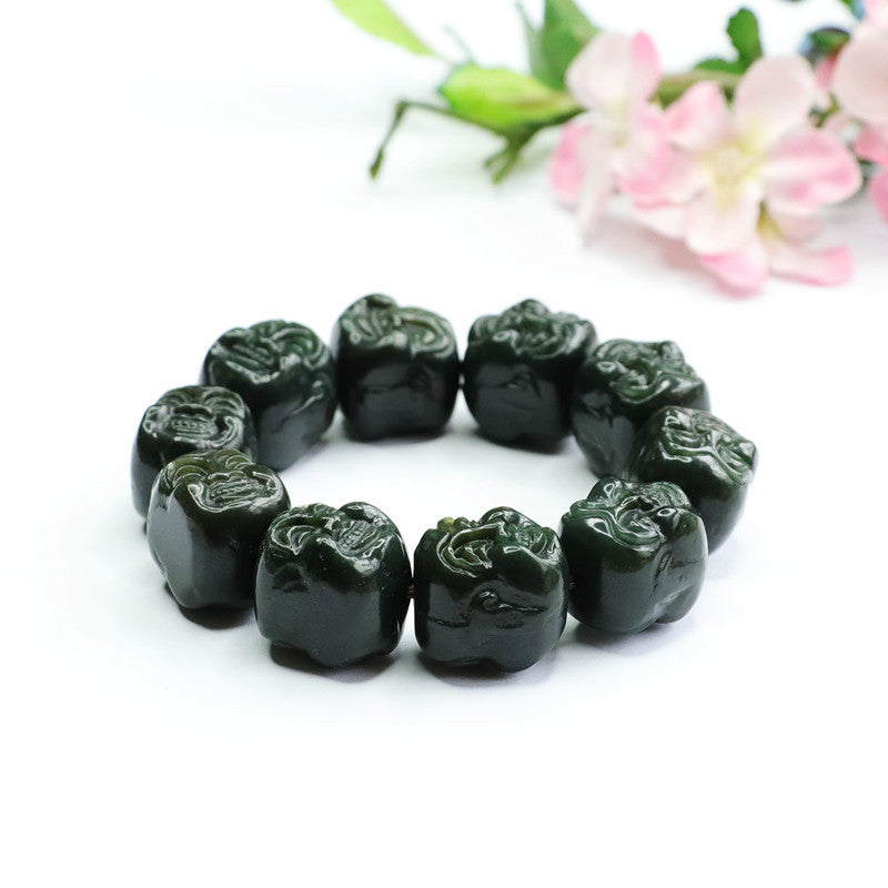 Green Buddha's Head Jade Bracelet